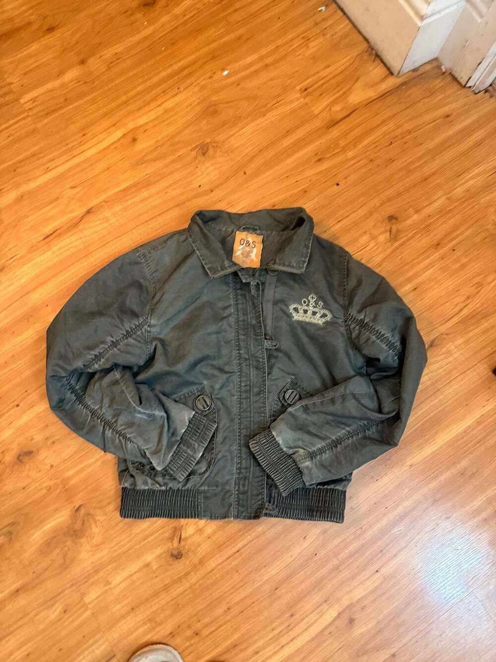 Y2K O&S Crown Bomber Jacket XXL Cropped Olive Military Cargo Utility Gorpcore